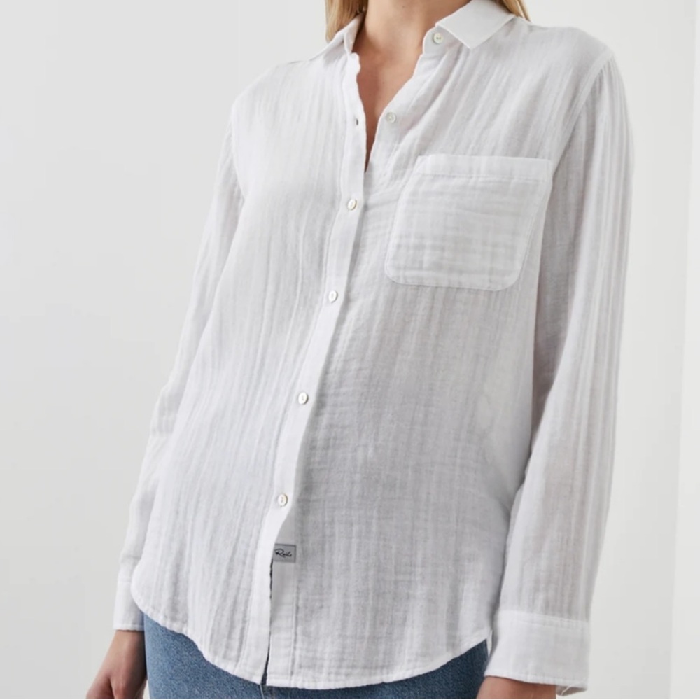 Rails Ellis 100% Cotton Gauze Shirt in White